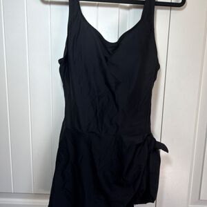 EOMENIE Women's Black Swimdress L Adjustable Straps Built-In Brief Padded